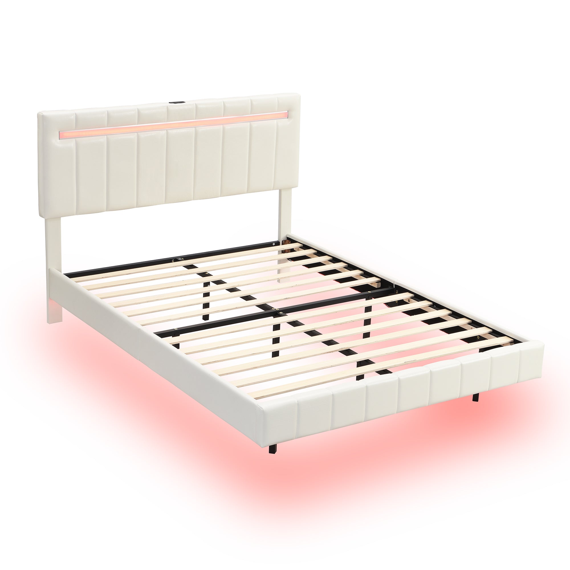 Modern Queen Floating Bed with LED & USB - Elevate Your Bedroom" "Illuminated Queen Platform Bed - Floating Design with USB Ports" "Sleek Queen LED Bed Frame - USB Charging for Modern Living"