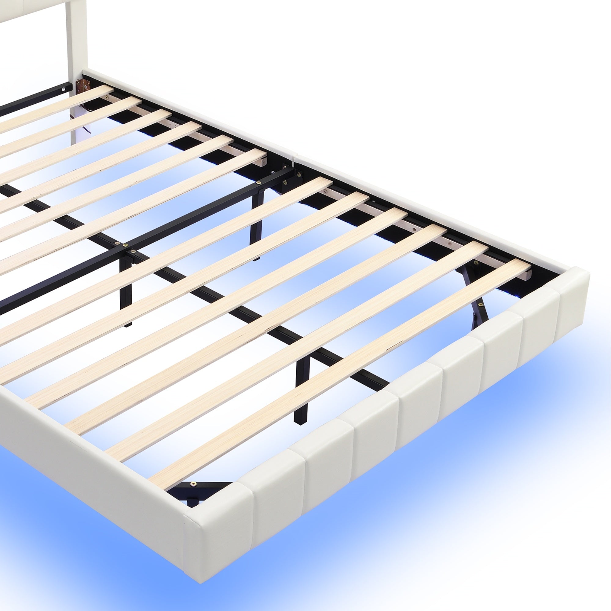 Modern Queen Floating Bed with LED & USB - Elevate Your Bedroom" "Illuminated Queen Platform Bed - Floating Design with USB Ports" "Sleek Queen LED Bed Frame - USB Charging for Modern Living"