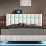 Modern Queen Floating Bed with LED & USB - Elevate Your Bedroom" "Illuminated Queen Platform Bed - Floating Design with USB Ports" "Sleek Queen LED Bed Frame - USB Charging for Modern Living"