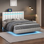  Modern Queen Floating Bed with LED & USB - Elevate Your Bedroom" "Illuminated Queen Platform Bed - Floating Design with USB Ports" "Sleek Queen LED Bed Frame - USB Charging for Modern Living"