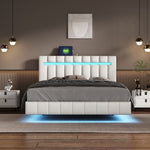 Modern Queen Floating Bed with LED & USB - Elevate Your Bedroom" "Illuminated Queen Platform Bed - Floating Design with USB Ports" "Sleek Queen LED Bed Frame - USB Charging for Modern Living"