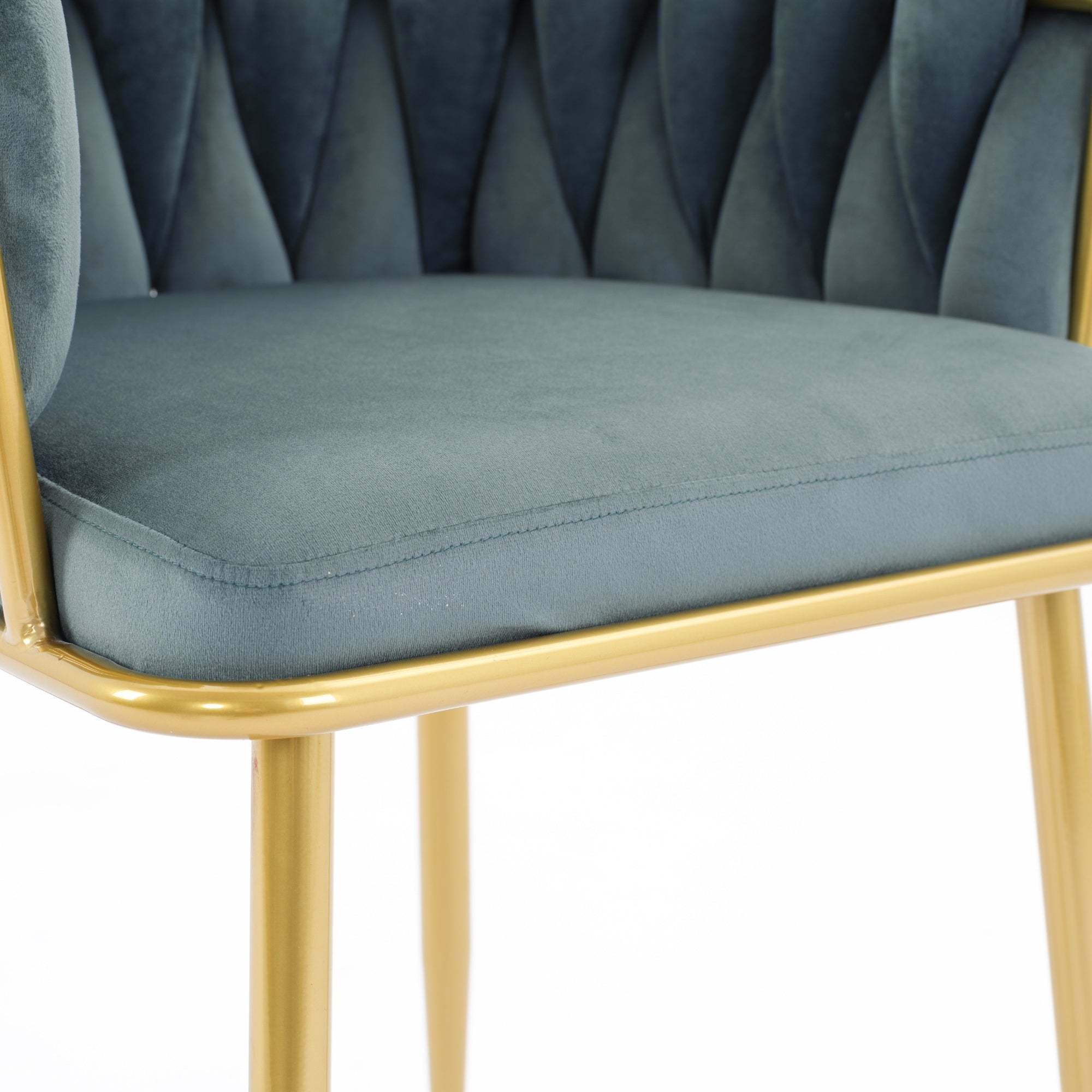 Luxurious Light Green Velvet Chairs" for a sophisticated touch. "Modern Bedroom and Living Room Accent Chairs" to enhance your home's aesthetic. "Elegant Comfy Single Upholstered Chair" for unmatched comfort and style. "Gold Metal Legs" for a contemporary and sturdy foundation. "Set of 2" for a coordinated look in any room