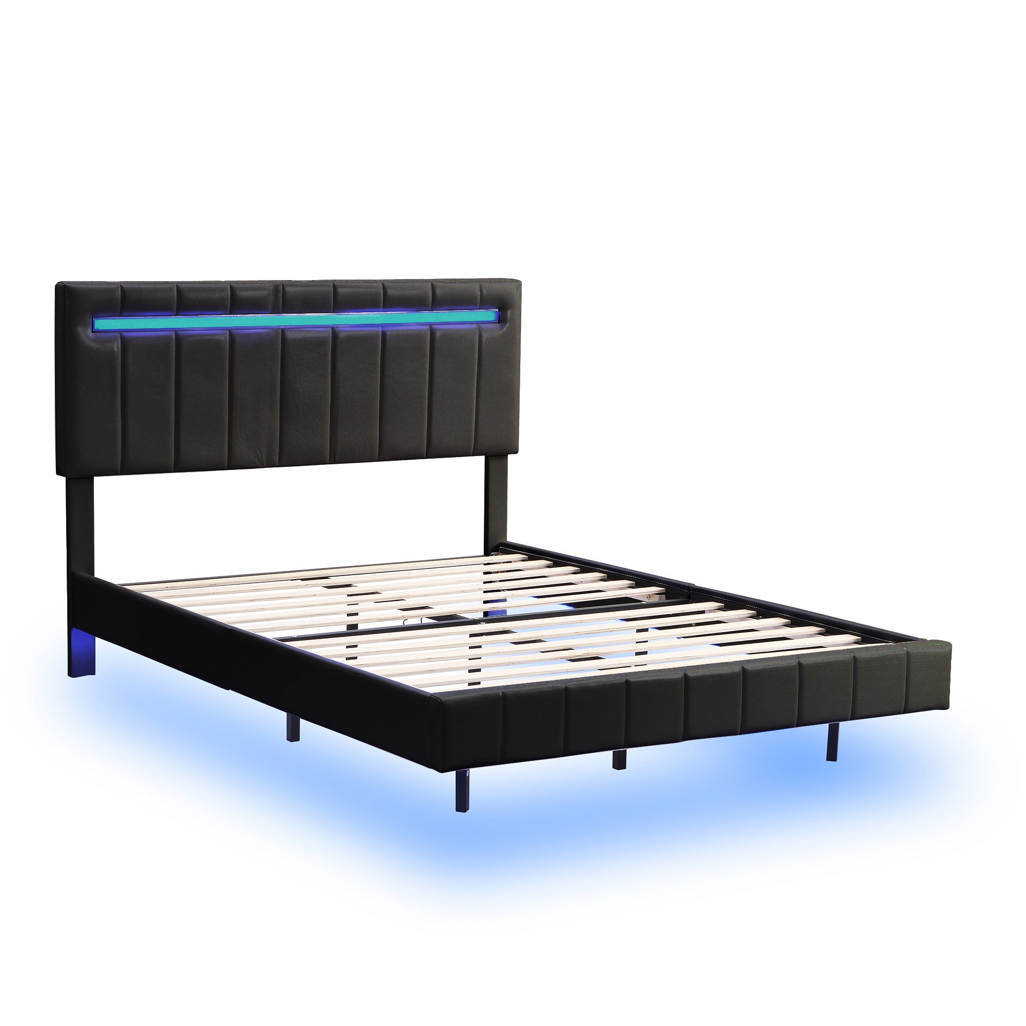 Modern Queen Floating Bed with LED & USB - Elevate Your Bedroom" "Illuminated Queen Platform Bed - Floating Design with USB Ports" "Sleek Queen LED Bed Frame - USB Charging for Modern Living"