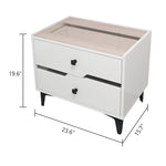 White High-Gloss Smart Bedside Table with LED Lighting & Dual Storage Drawers - Modern Wooden End Table for Bedroom Elegance & Functionality