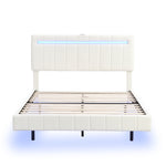 Modern Queen Floating Bed with LED & USB - Elevate Your Bedroom" "Illuminated Queen Platform Bed - Floating Design with USB Ports" "Sleek Queen LED Bed Frame - USB Charging for Modern Living"