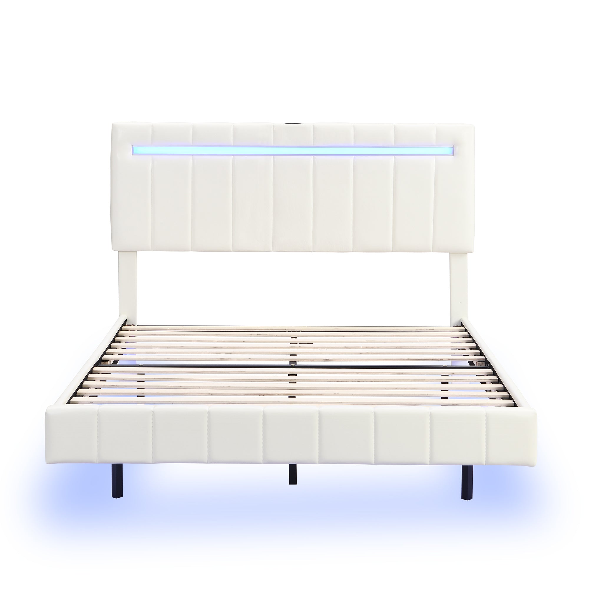 Modern Queen Floating Bed with LED & USB - Elevate Your Bedroom" "Illuminated Queen Platform Bed - Floating Design with USB Ports" "Sleek Queen LED Bed Frame - USB Charging for Modern Living"