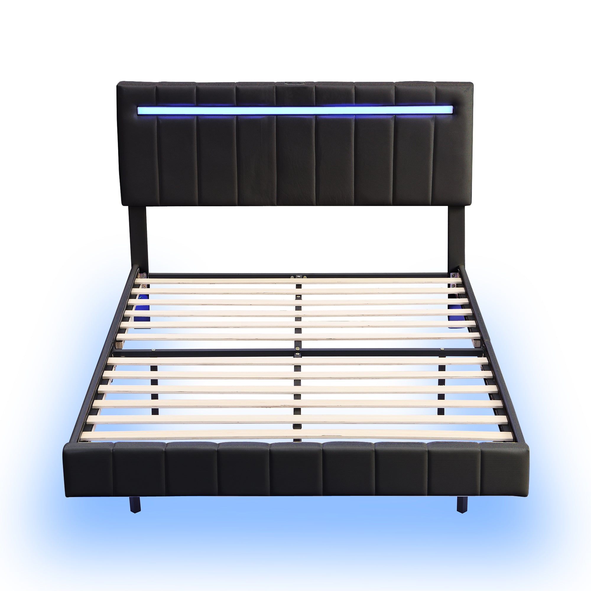 Modern Queen Floating Bed with LED & USB - Elevate Your Bedroom" "Illuminated Queen Platform Bed - Floating Design with USB Ports" "Sleek Queen LED Bed Frame - USB Charging for Modern Living"