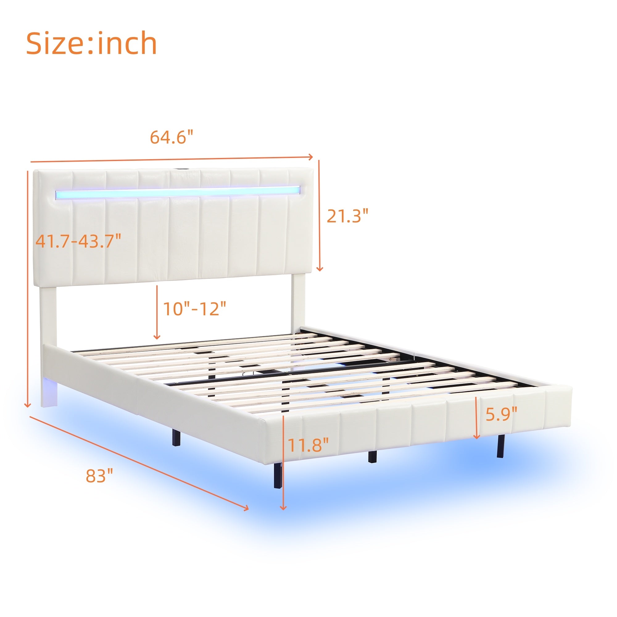 Modern Queen Floating Bed with LED & USB - Elevate Your Bedroom" "Illuminated Queen Platform Bed - Floating Design with USB Ports" "Sleek Queen LED Bed Frame - USB Charging for Modern Living"