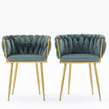 Luxurious Light Green Velvet Chairs" for a sophisticated touch. "Modern Bedroom and Living Room Accent Chairs" to enhance your home's aesthetic. "Elegant Comfy Single Upholstered Chair" for unmatched comfort and style. "Gold Metal Legs" for a contemporary and sturdy foundation. "Set of 2" for a coordinated look in any room