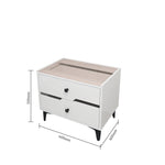 White High-Gloss Smart Bedside Table with LED Lighting & Dual Storage Drawers - Modern Wooden End Table for Bedroom Elegance & Functionality