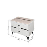 White High-Gloss Smart Bedside Table with LED Lighting & Dual Storage Drawers - Modern Wooden End Table for Bedroom Elegance & Functionality