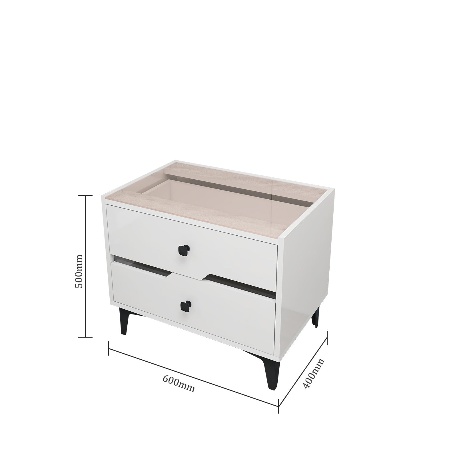 White High-Gloss Smart Bedside Table with LED Lighting & Dual Storage Drawers - Modern Wooden End Table for Bedroom Elegance & Functionality