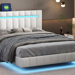 Modern Queen Floating Bed with LED & USB - Elevate Your Bedroom" "Illuminated Queen Platform Bed - Floating Design with USB Ports" "Sleek Queen LED Bed Frame - USB Charging for Modern Living"