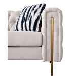 Beige Linen": Highlights the material and color, which are important for matching with decor. "Modern Sofa": Specifies the style, appealing to those looking for modern furniture. "84" Square Arm Couch": Provides exact size and design, important for those with space considerations. "Contemporary Living Spaces": Suggests the product's ideal placement, appealing to those updating their living room.