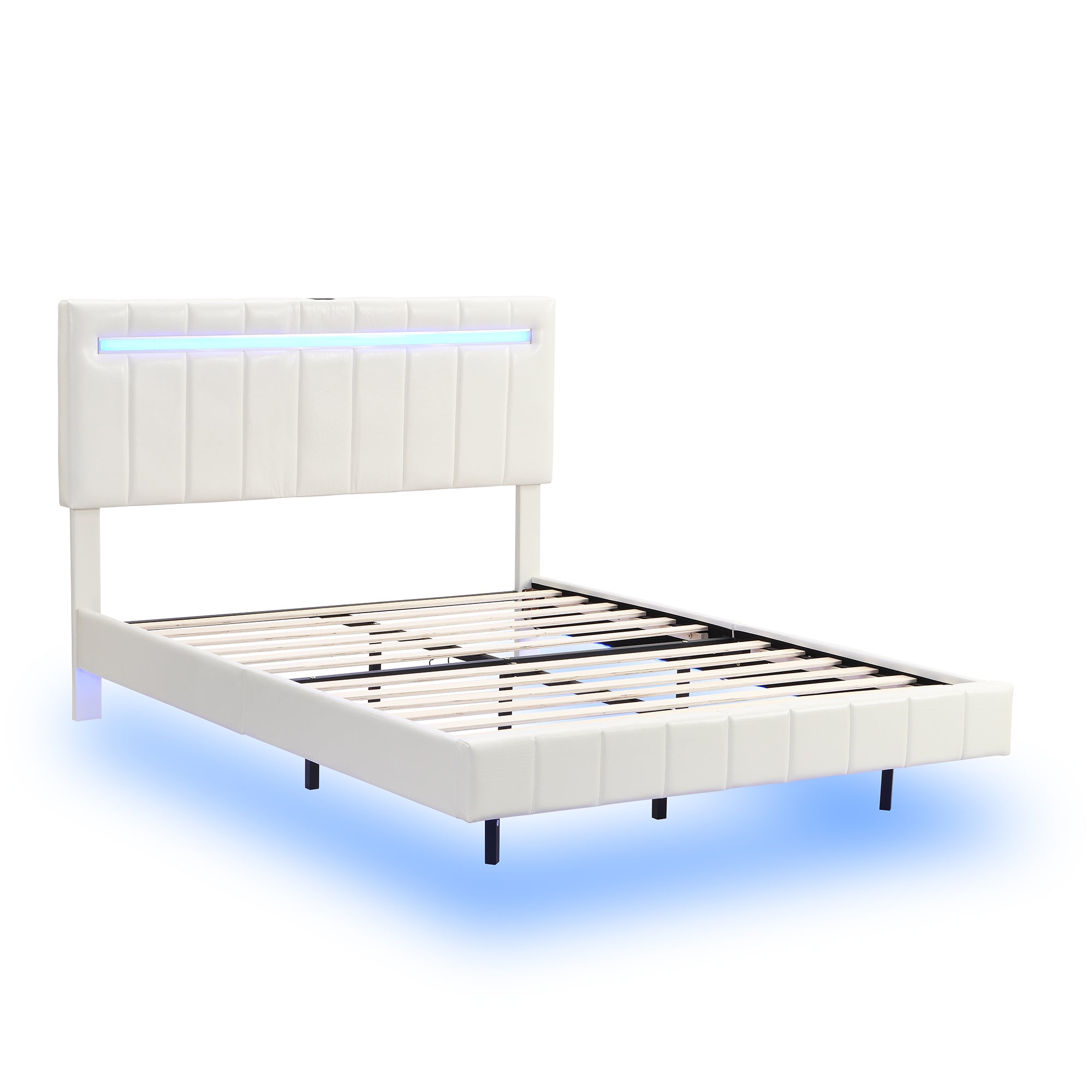 Modern Queen Floating Bed with LED & USB - Elevate Your Bedroom" "Illuminated Queen Platform Bed - Floating Design with USB Ports" "Sleek Queen LED Bed Frame - USB Charging for Modern Living"